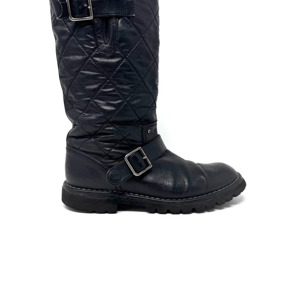 Chanel Black Quilted Calfskin Leather Biker Boots – CC Logo Moto Style (Sz 38.5) - Picture 2 of 15